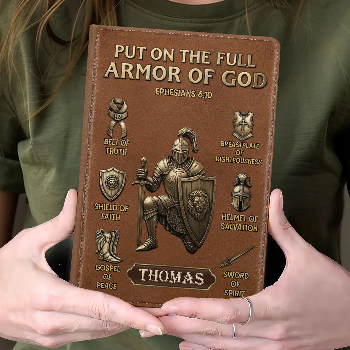Armor Of God - Personalized Leather Cover Notebook HL128