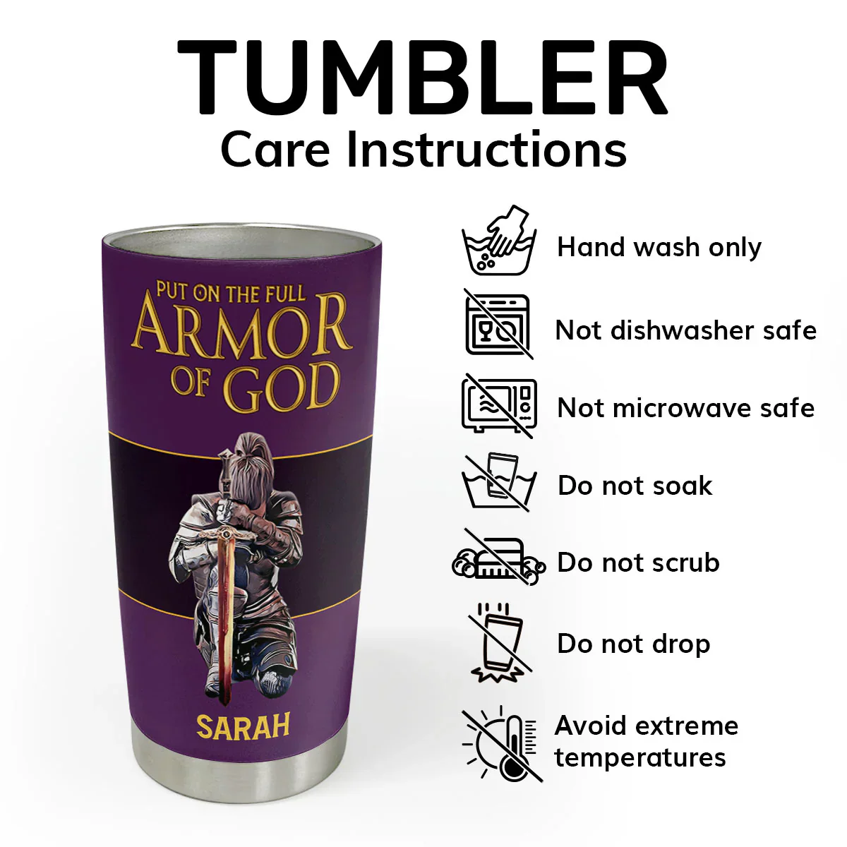 Armor Of God- Personalized Stainless Steel Tumbler - Image 5