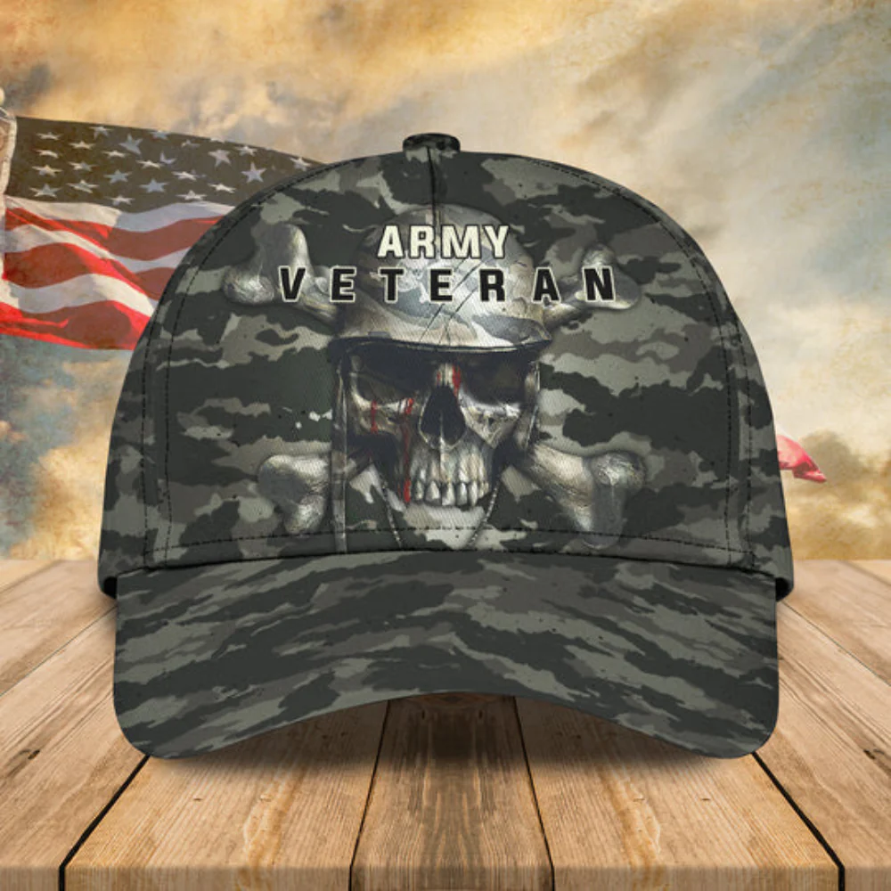 Army Veteran Military Skull - Personalized Classic Cap - Patriotic Gift For Veterans | HN02 - Image 3