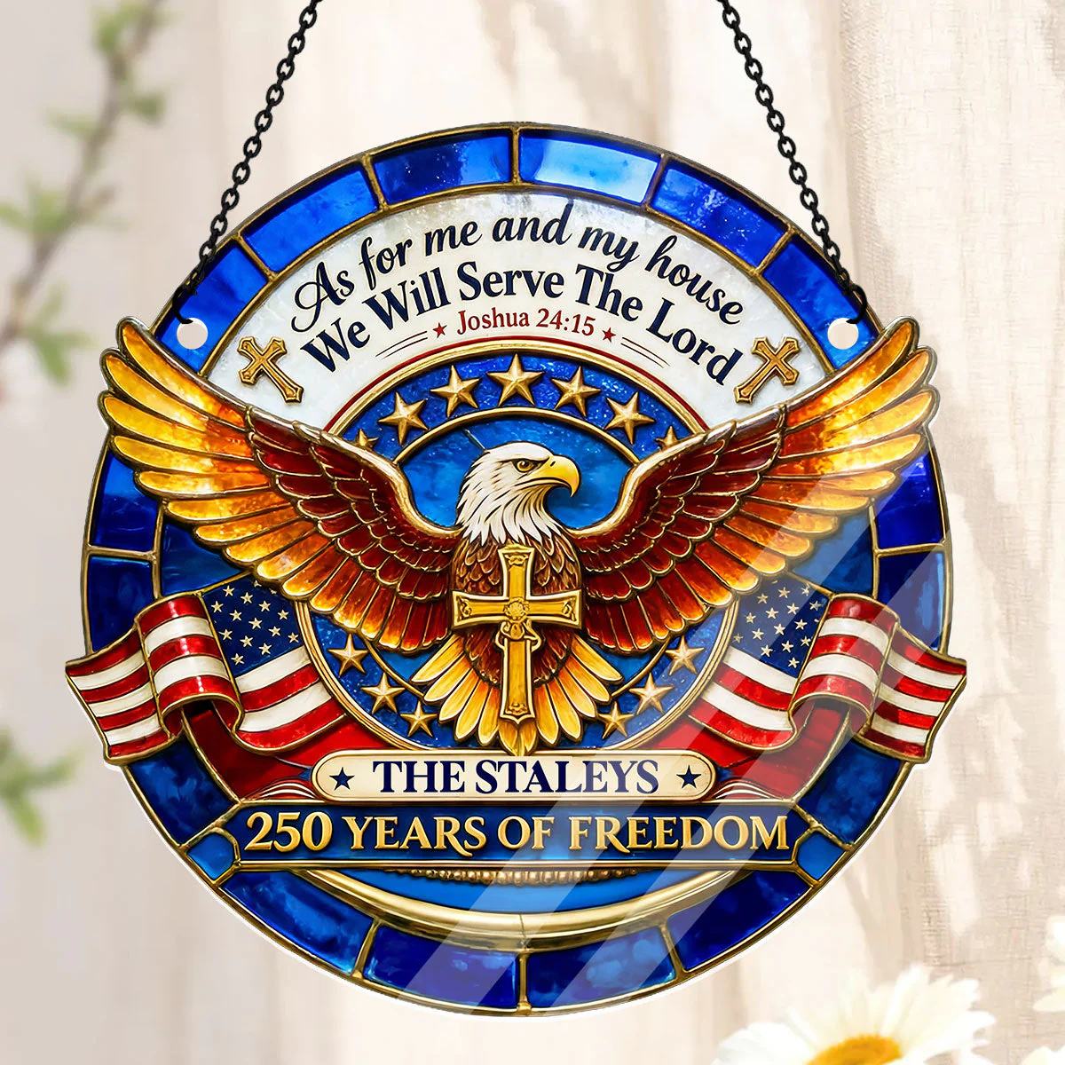 As For Me And My House - Personalized Window Hanging Acrylic Suncatcher - Gift For Patriots HN02 - Image 3