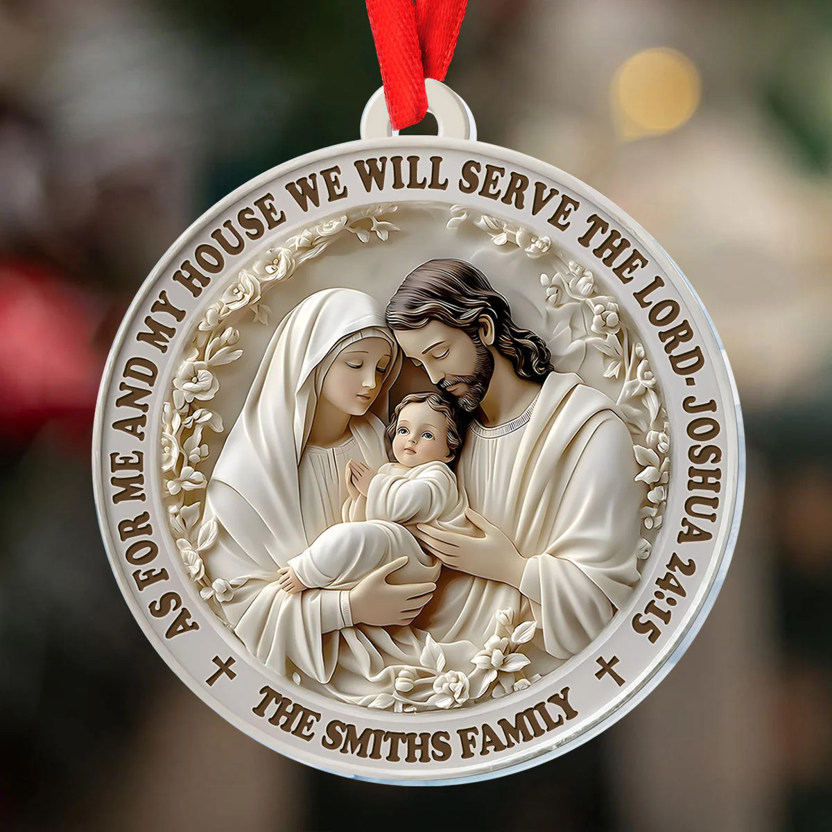 As For Me And My House We Will Serve The Lord | Personalized Acrylic Ornament