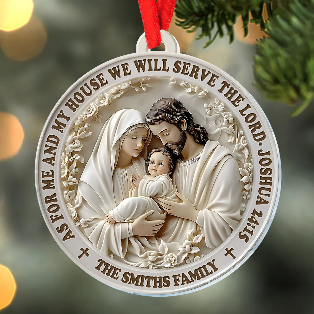 As For Me And My House We Will Serve The Lord | Personalized Acrylic Ornament - Image 3