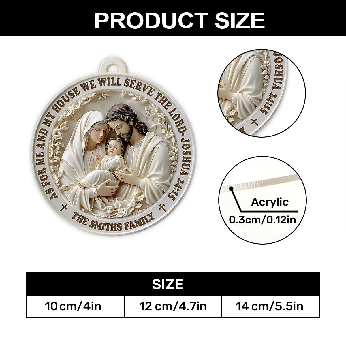 As For Me And My House We Will Serve The Lord | Personalized Acrylic Ornament - Image 4
