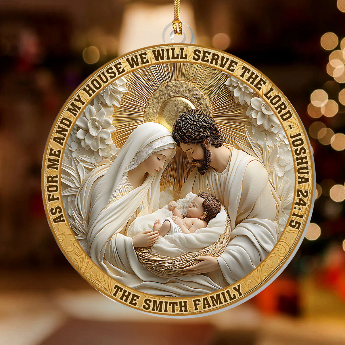 As For Me And My House We Will Serve The Lord - Personalized Acrylic Ornament - Gift For Christmas TD118 - Image 2