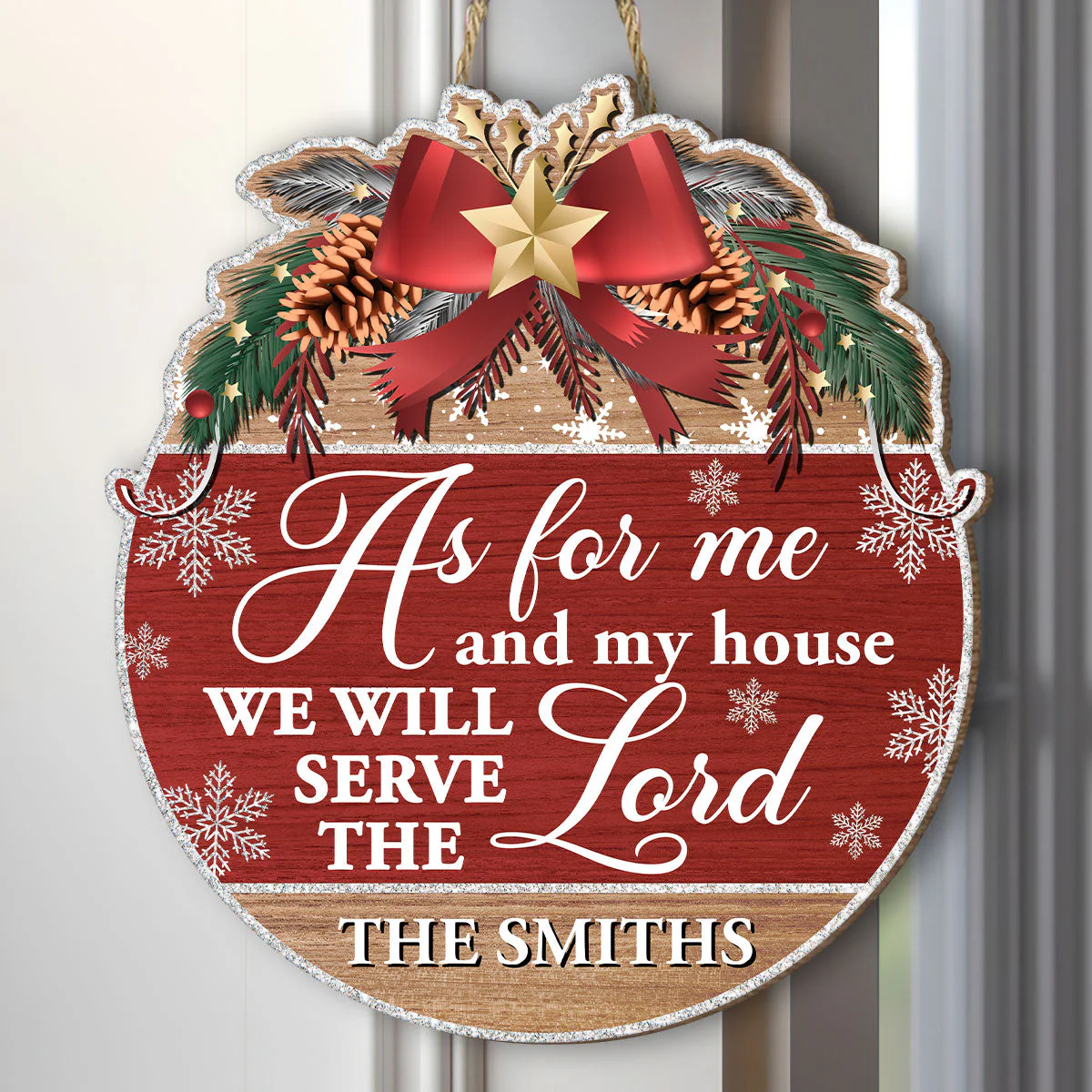 As For Me And My House We Will Serve The Lord - Personalized Wooden Door Sign TD118