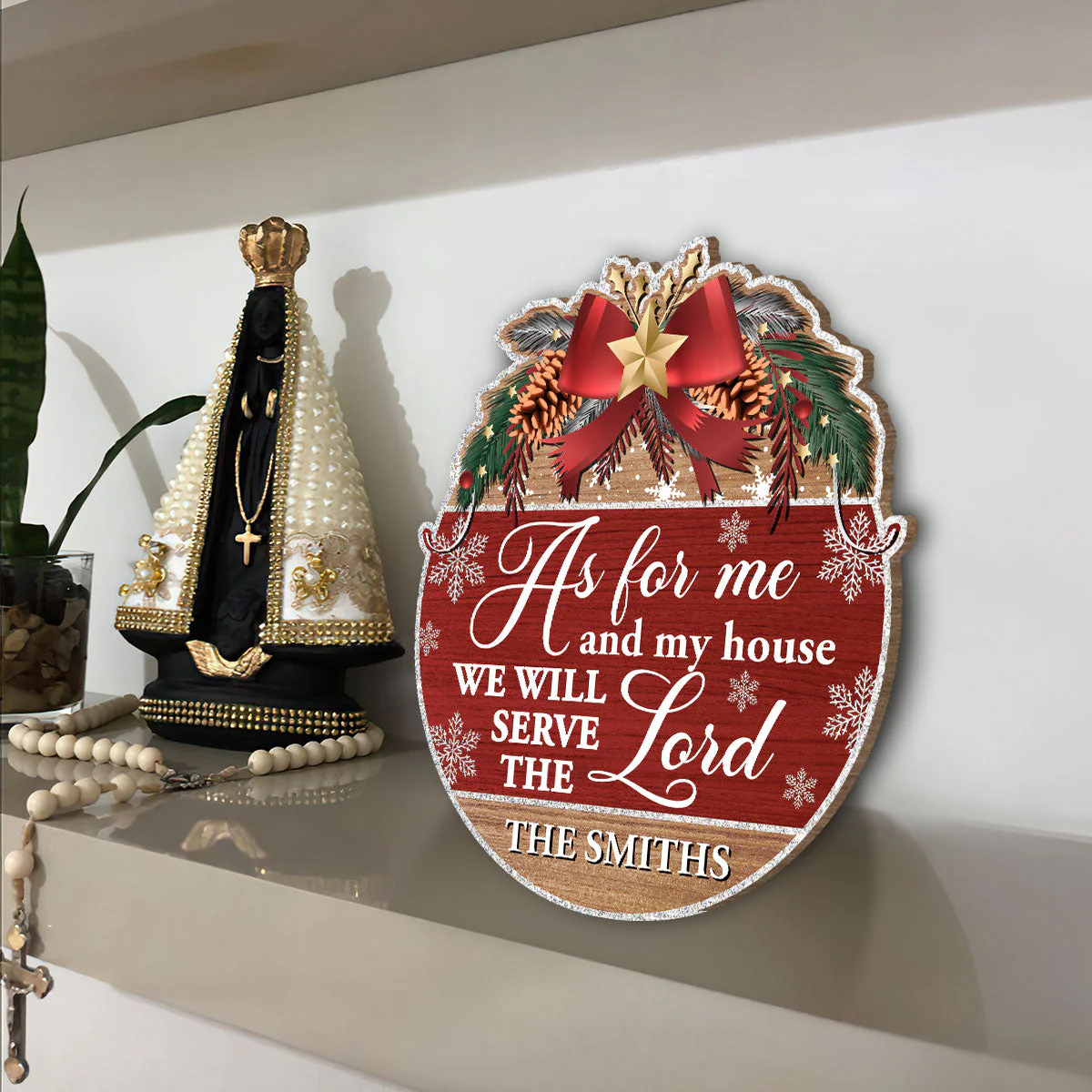 As For Me And My House We Will Serve The Lord - Personalized Wooden Door Sign TD118 - Image 2