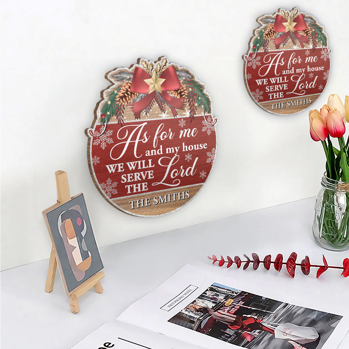 As For Me And My House We Will Serve The Lord - Personalized Wooden Door Sign TD118 - Image 4