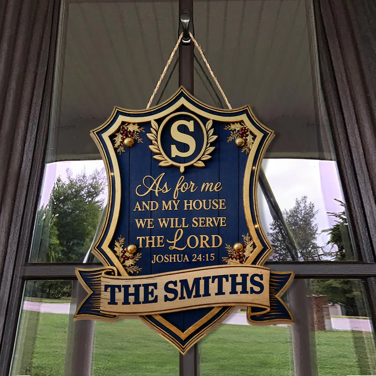As For Me And My House We Will Serve The Lord - Personalized Wooden Door Sign TD118 - Image 4