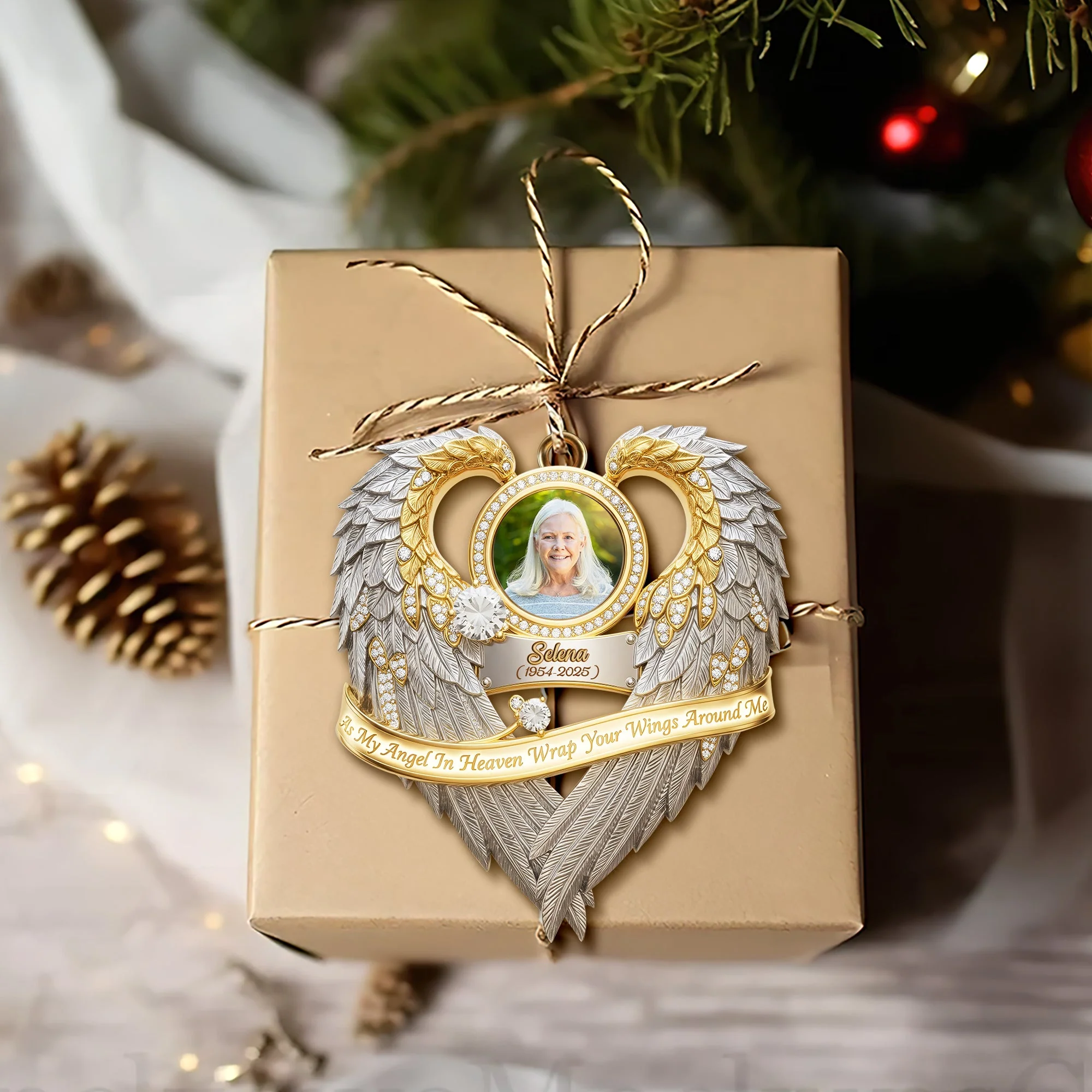 As My Angel In Heaven Wrap Your Wings Around Me - Personalized Custom Photo Acrylic Ornament - Christmas Gift For Family, Memorial Human HH01 - Image 2