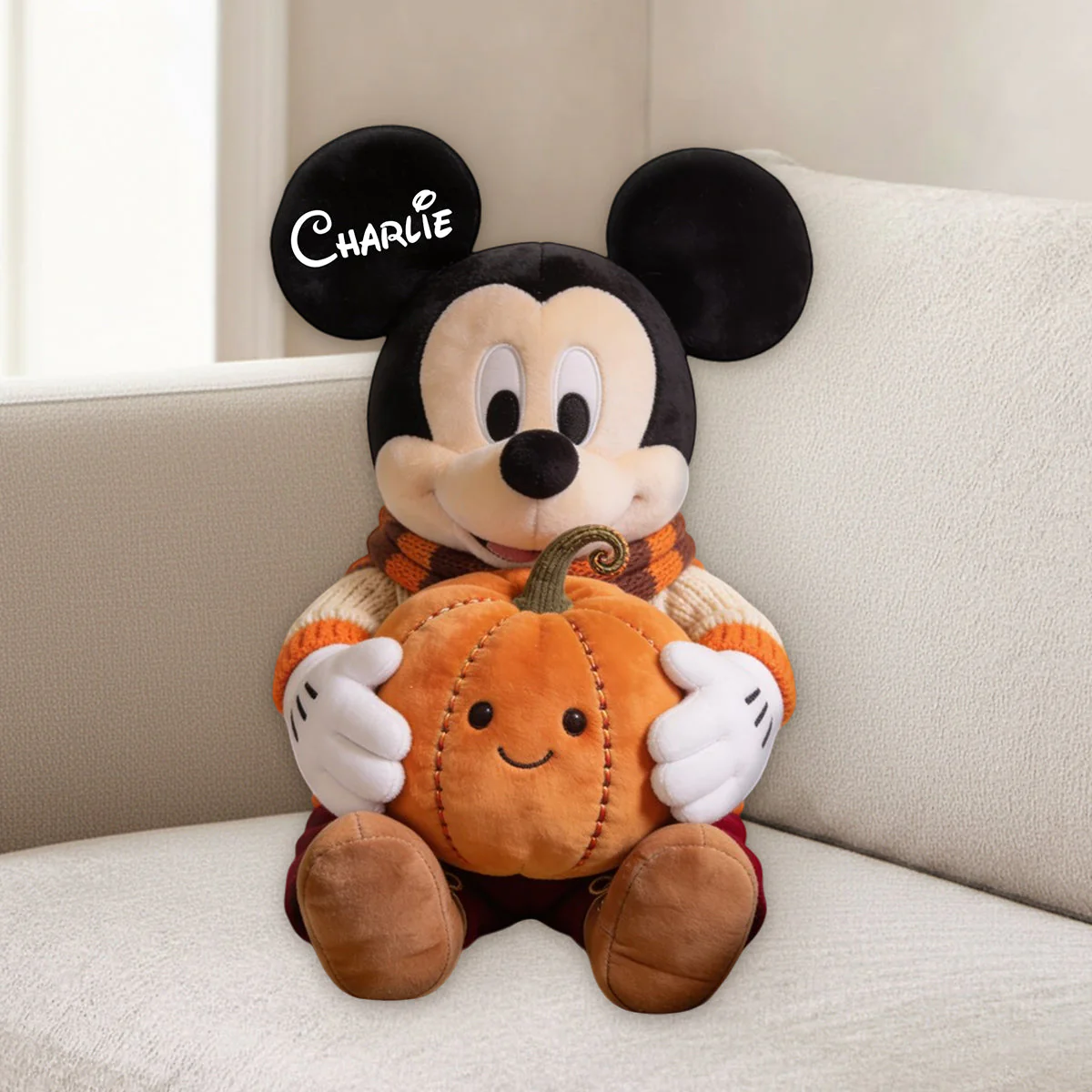 Autumn Magic Mouse With Pumpkin - Personalized Custom Shaped Pillow - Gift For Fan Movies - Image 2