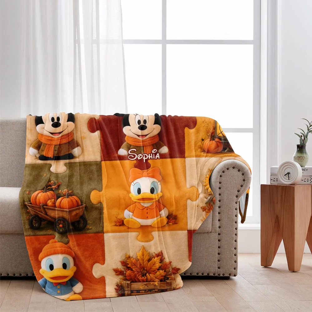 Autumn Vibes With Magic Mouse - Personalized Blanket - Gift For Fan Movies MkMo - Image 2