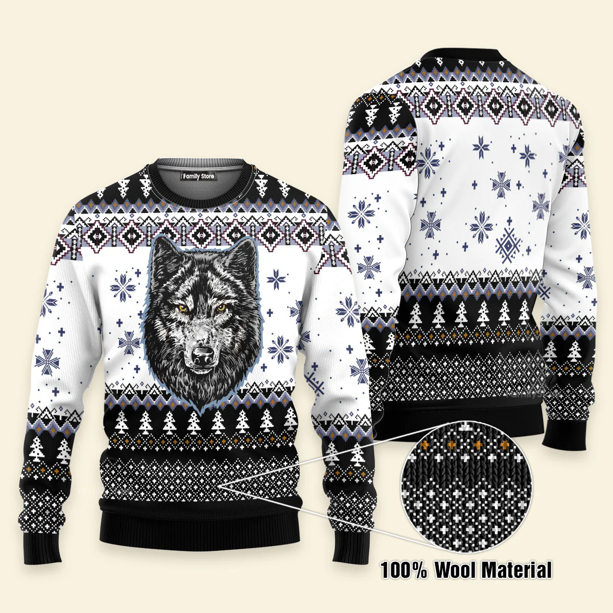 Awesome Wolf - Funny Ugly Christmas Sweater - Image 4