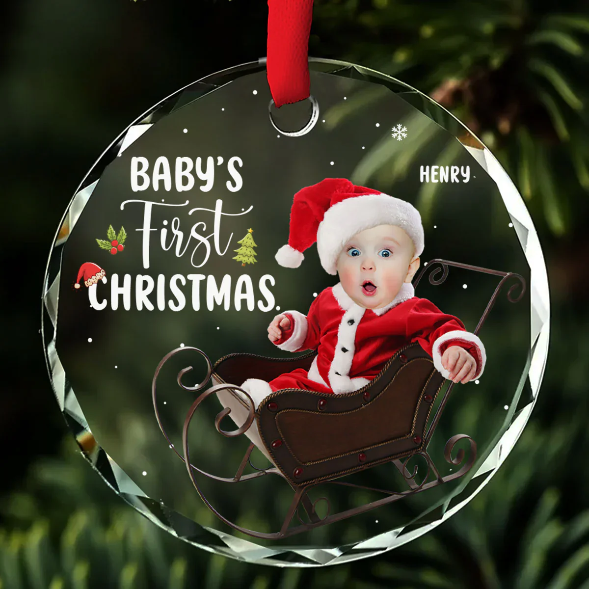 Baby 1st Christmas - Personalized Glass Ornament - Christmas Gift For Mom, Dad, Family Members NA94 - Image 2