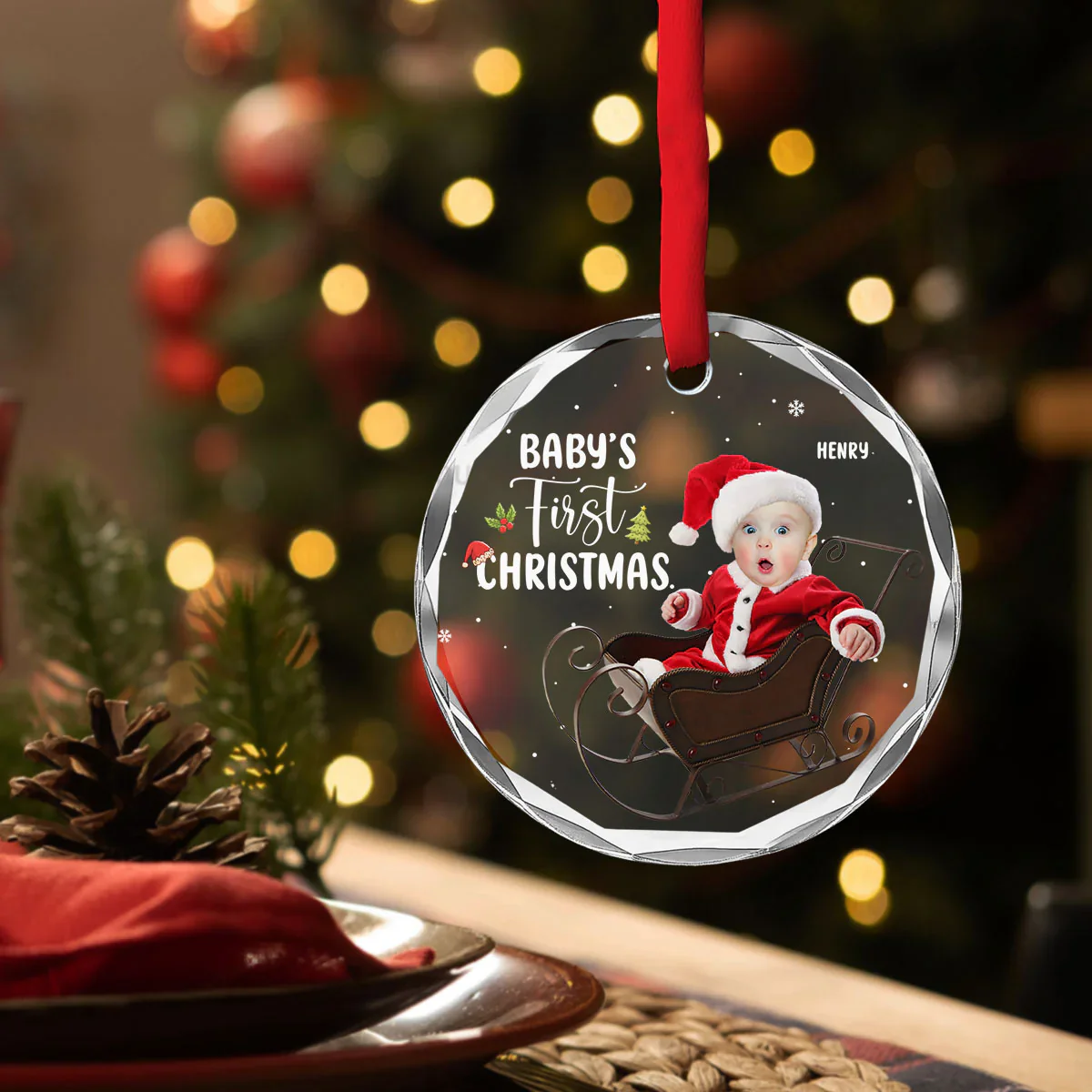Baby 1st Christmas - Personalized Glass Ornament - Christmas Gift For Mom, Dad, Family Members NA94 - Image 3