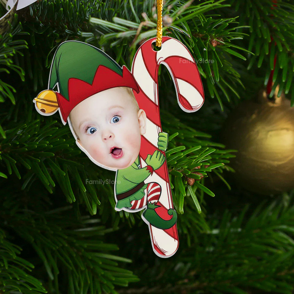 Custom Photo Baby Little Elf - Gift For Mom, Dad, Baby - Personalized Acrylic Ornament - NA94