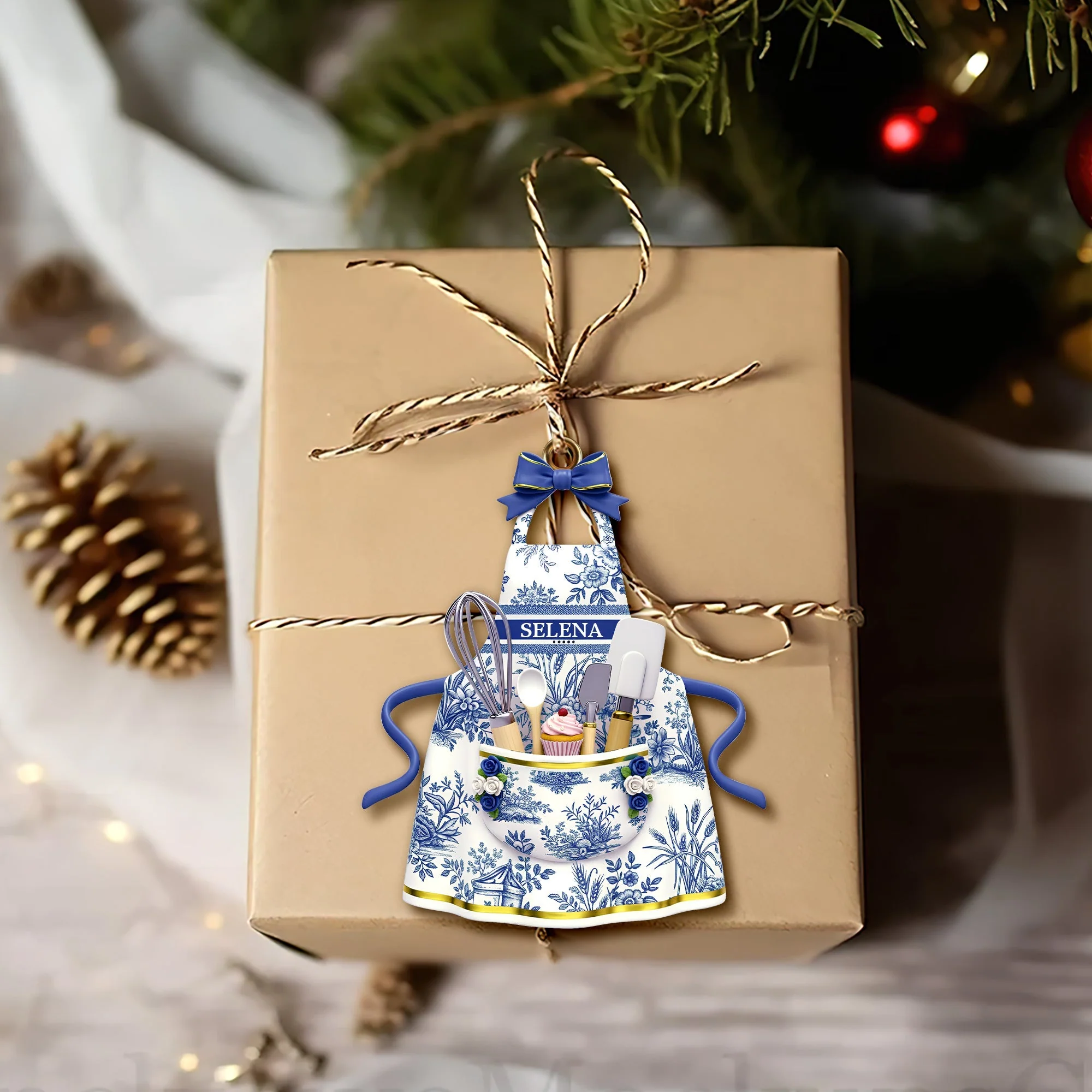 Baking Apron Toile De Jouy - Personalized Acrylic Ornament - Gifts For Cooking Lovers - Image 2