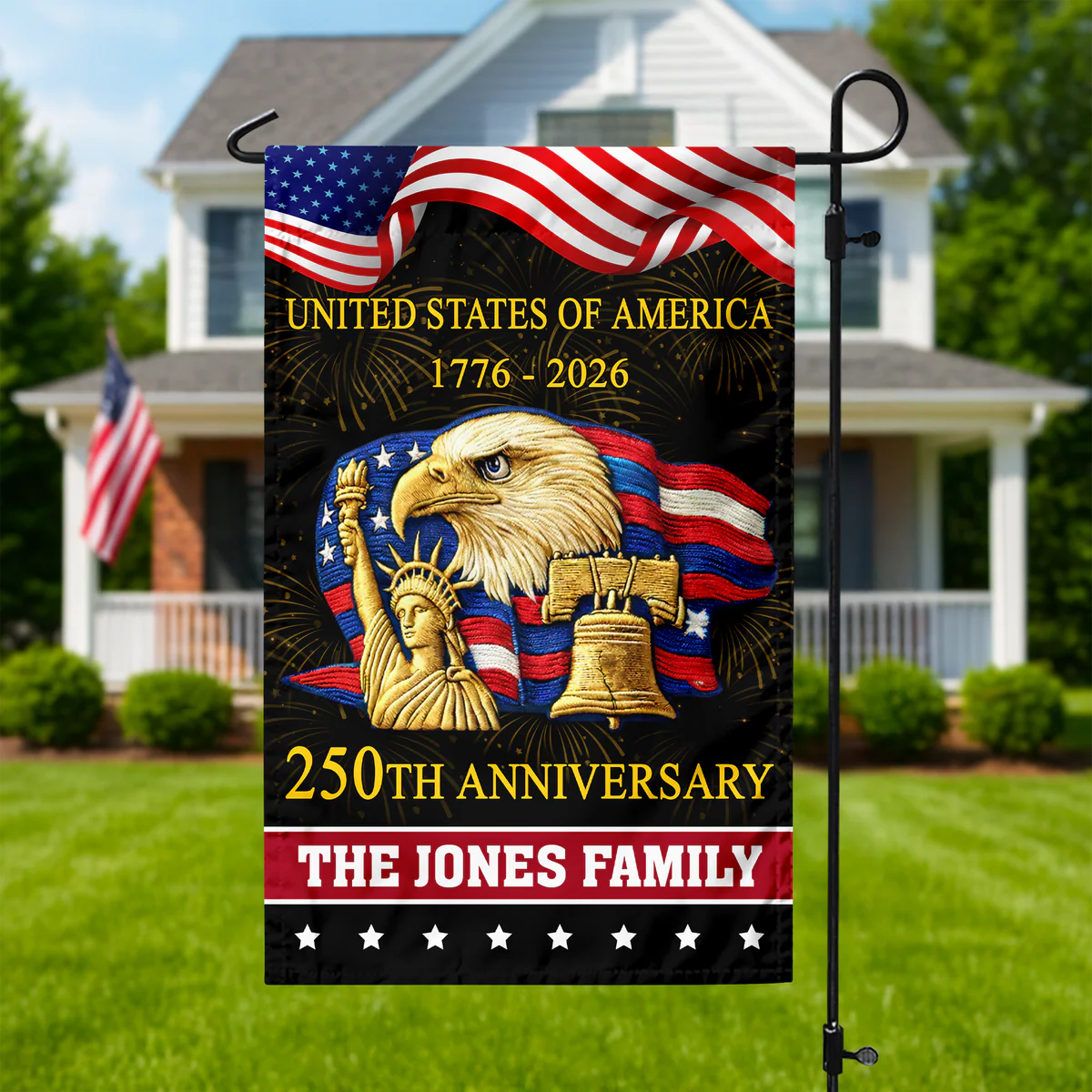 Bald Eagle United States Of America 250th Anniversary - Personalized Flag - Patriotic Gift For Family HH01 - Image 3