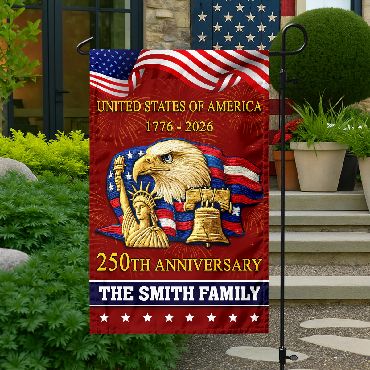 Bald Eagle United States Of America 250th Anniversary - Personalized Flag - Patriotic Gift For Family HH01 - Image 4