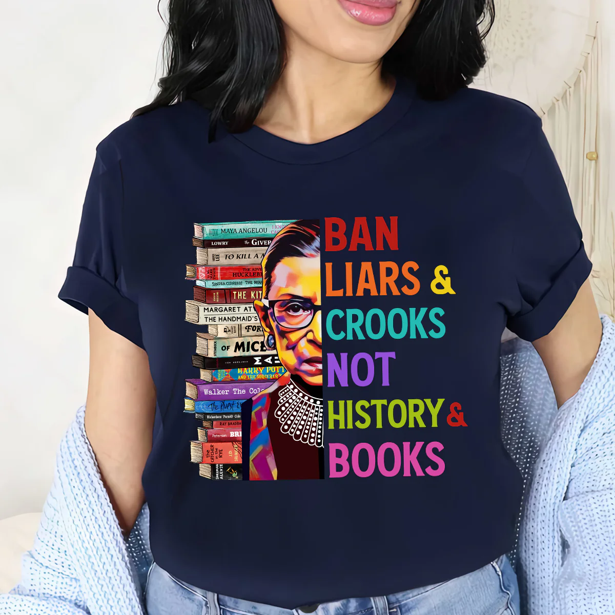 Ban Liars And Crooks Not History And Books Book Lovers Gift T-Shirt - Image 3