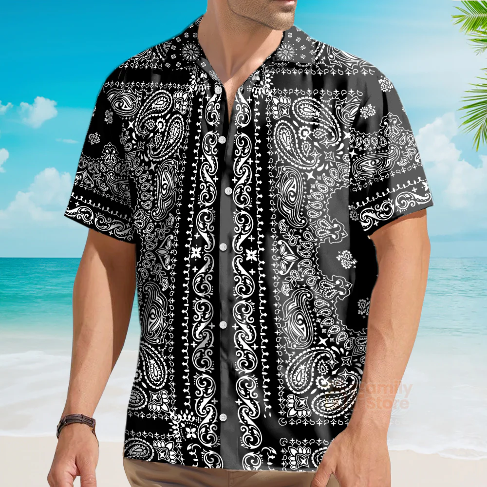 Barber Bandana Style White - Funny Pattern Hawaiian Shirt - Image 3