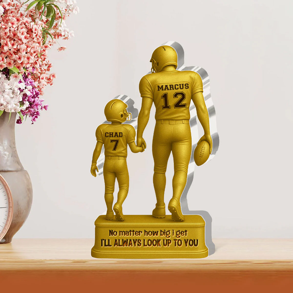Baseball Father And Son Look Up To You - Personalized Shaped Acrylic Plaque - Gift For Dad - Image 2