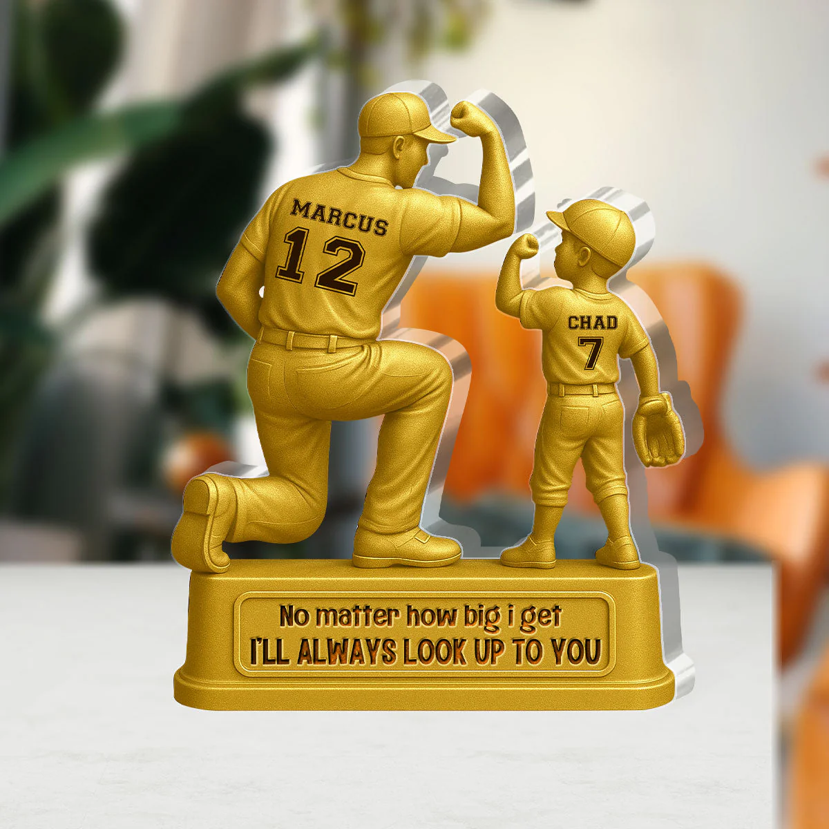 Baseball Father And Son Look Up To You - Personalized Shaped Acrylic Plaque - Gift For Dad - Image 3