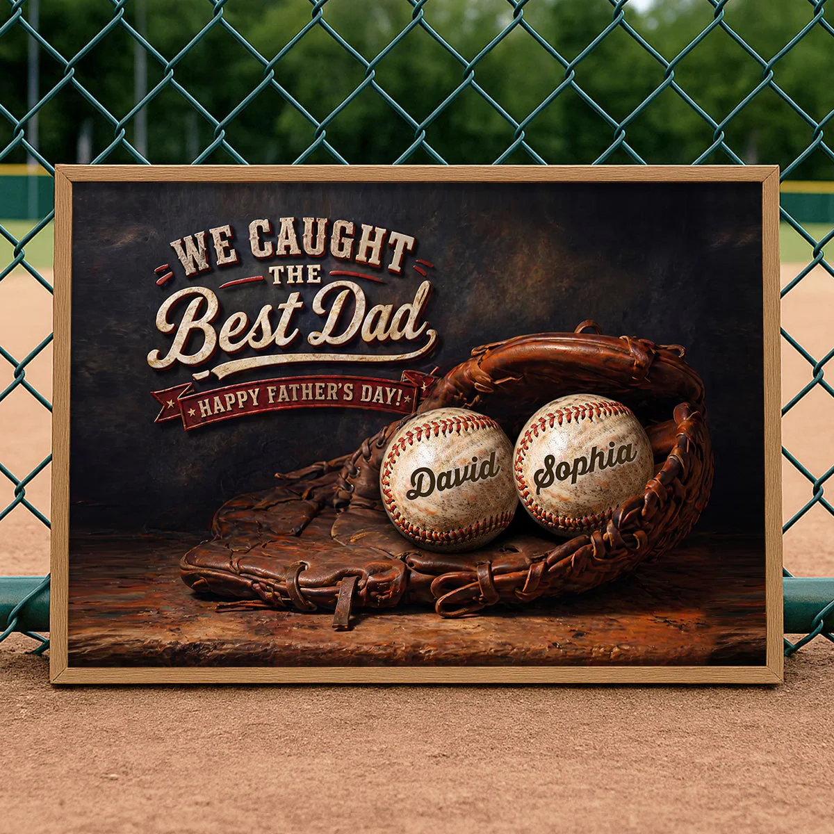 Baseball We Caught The Best Dad - Personalized Poster Canvas - Gift For Dad - Image 4