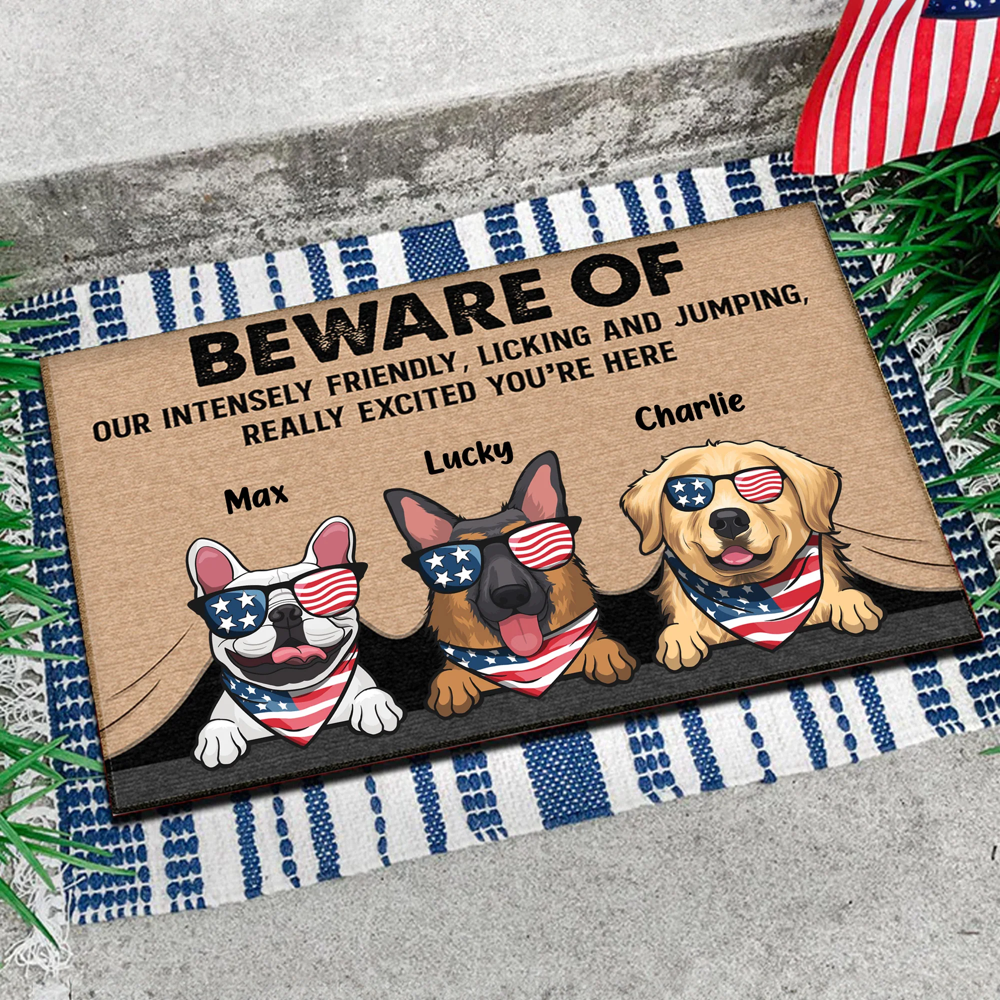 Be Aware Of Our Intensely Licking Pets - Gift For Pet Lovers - Personalized Door Mat - Image 3