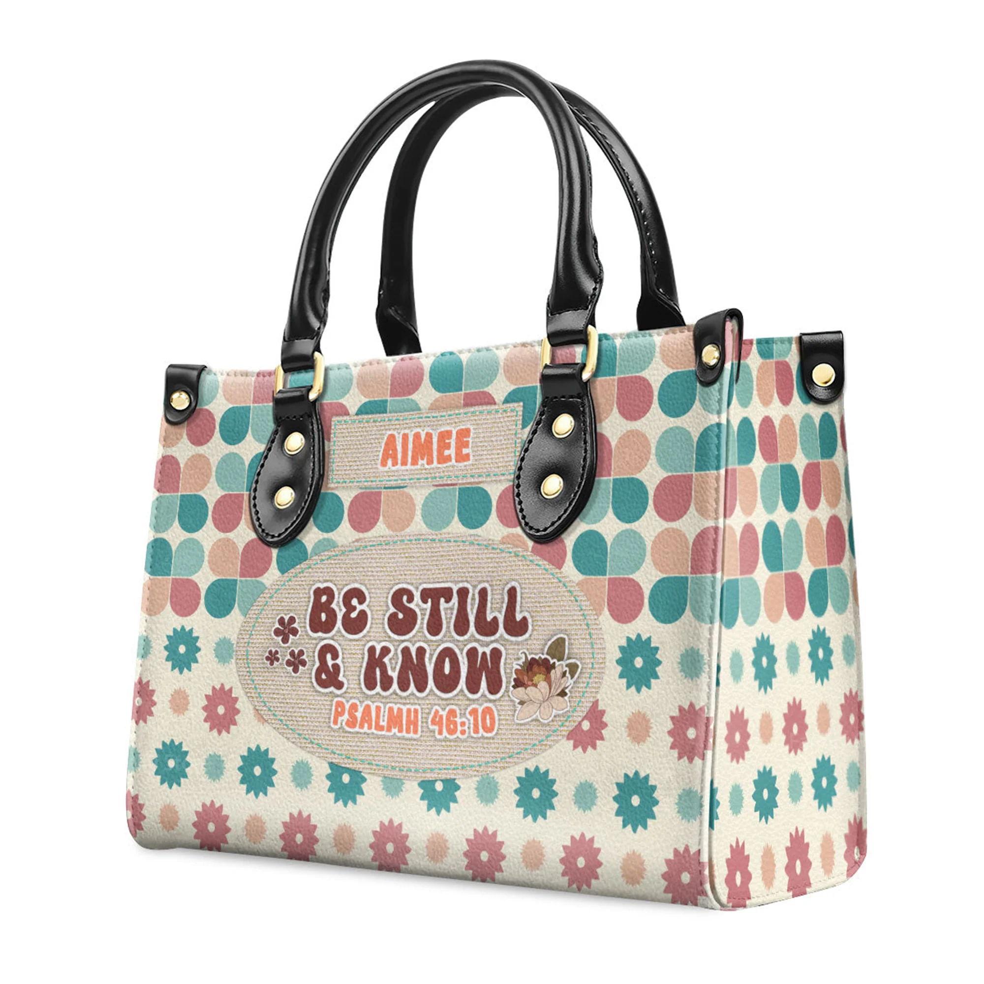 Be Still And Know - Personalized Leather Handbag With Handle - AT4080704 - Image 3