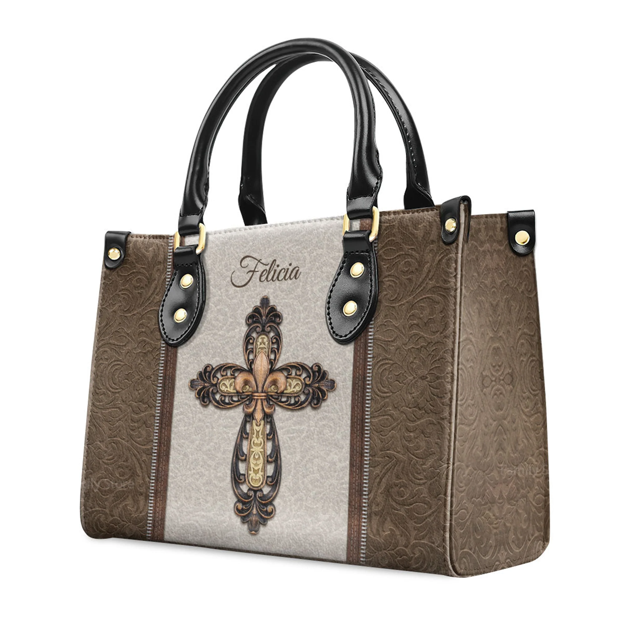 Be Still And Know That I Am God - Personalized Leather Handbag With Handle - AT4081344 - Image 3