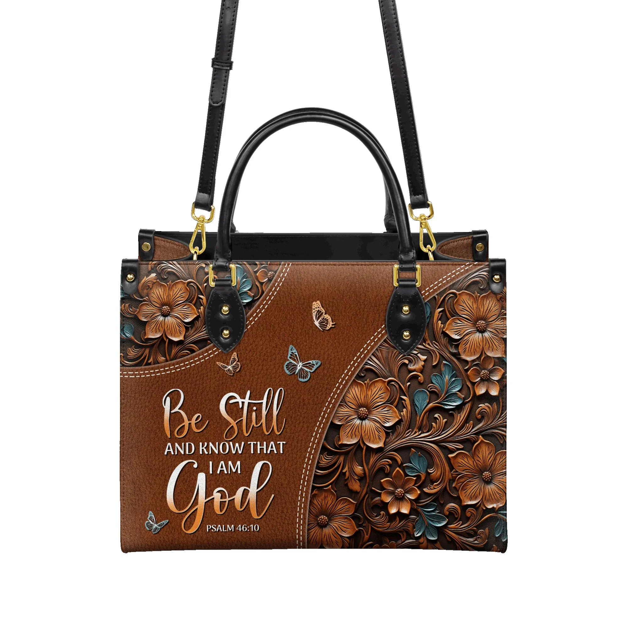 Be Still and Know That I Am God Psalm 46:10 - Christian Leather Handbag - Image 2