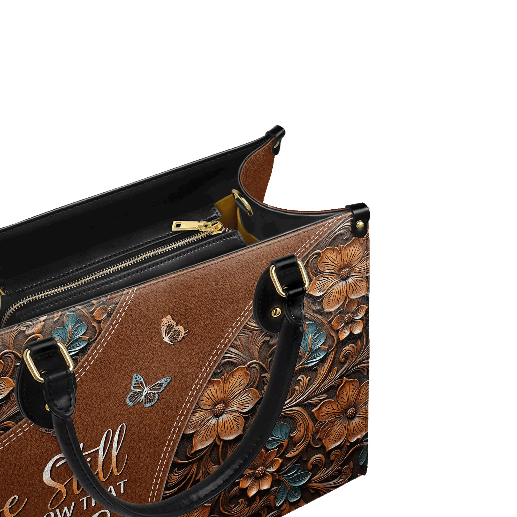 Be Still and Know That I Am God Psalm 46:10 - Christian Leather Handbag - Image 3