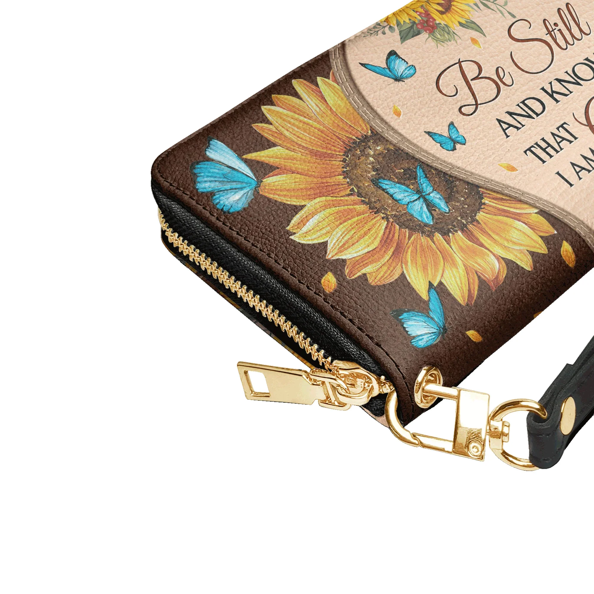 Be Still and Know That I Am God Psalm 46:10 Sunflower - Leather Wallet - Image 3