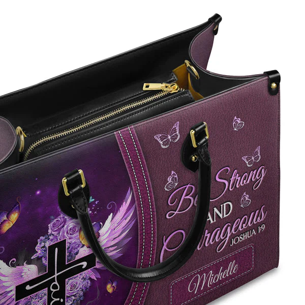 Be Strong And Courageous - Personalized Christian Leather Handbag - Gift For Her HL128 - Image 3