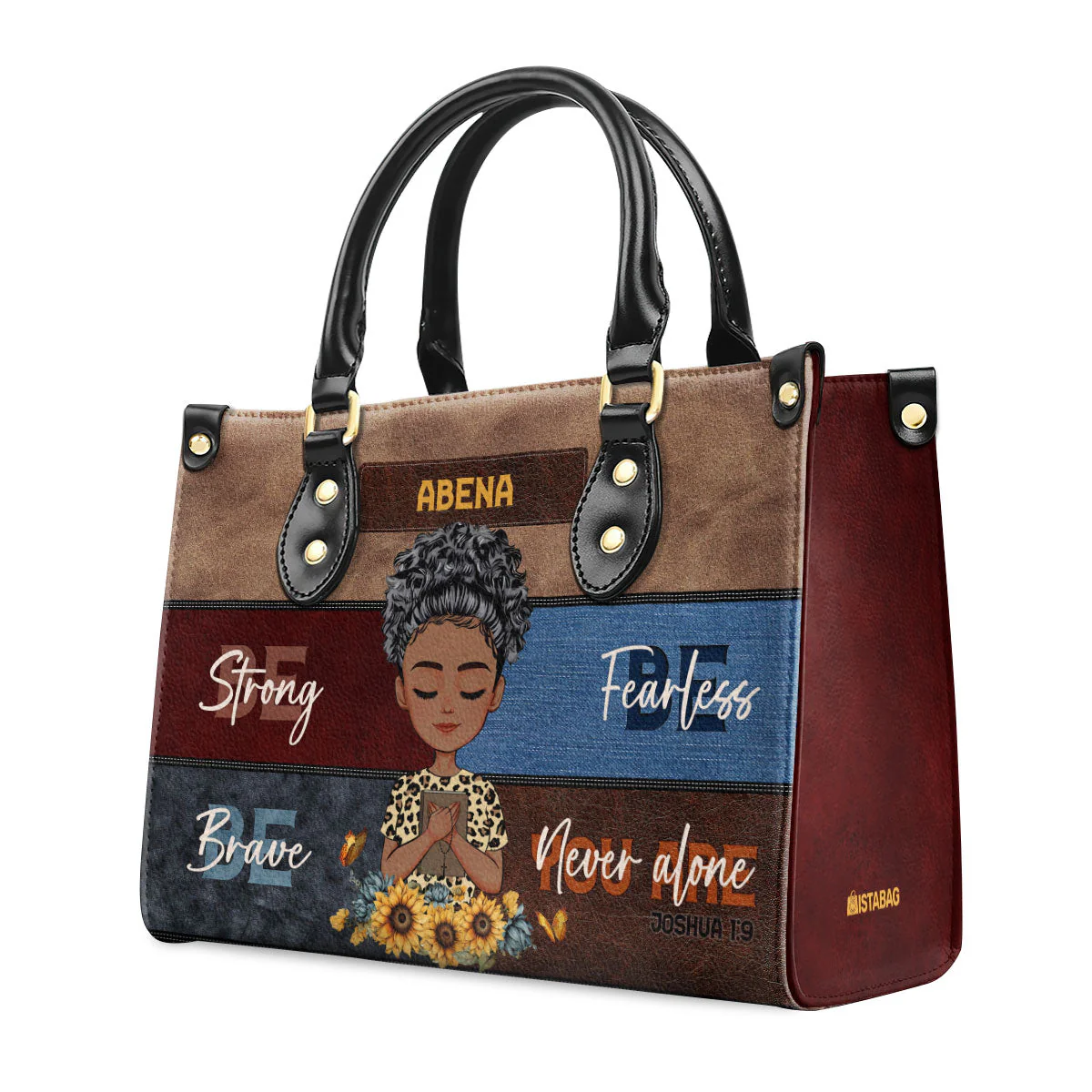 Be Strong Fearless Brave Never Alone - Personalized Leather Handbag - Christian Gift For Her | CLGOD05. God Girl HD95 - Image 4