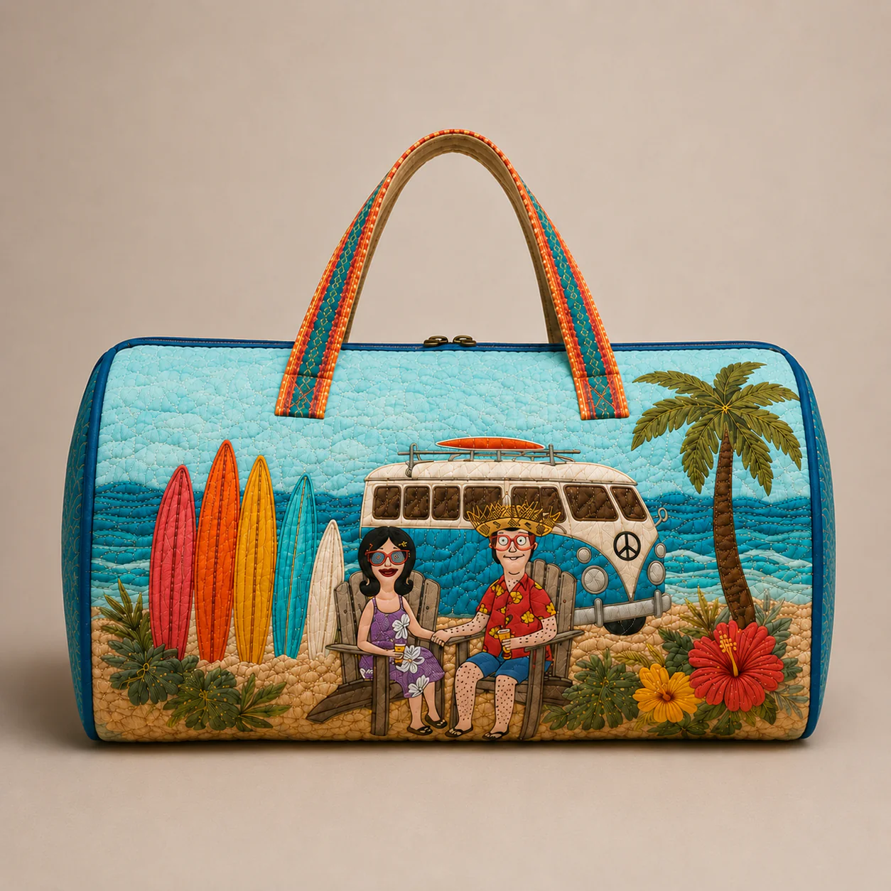 Beach Duffle Bag Tropical Couple Travel - Quilted Duffle Bag - Gift For Couple, Camping Lovers