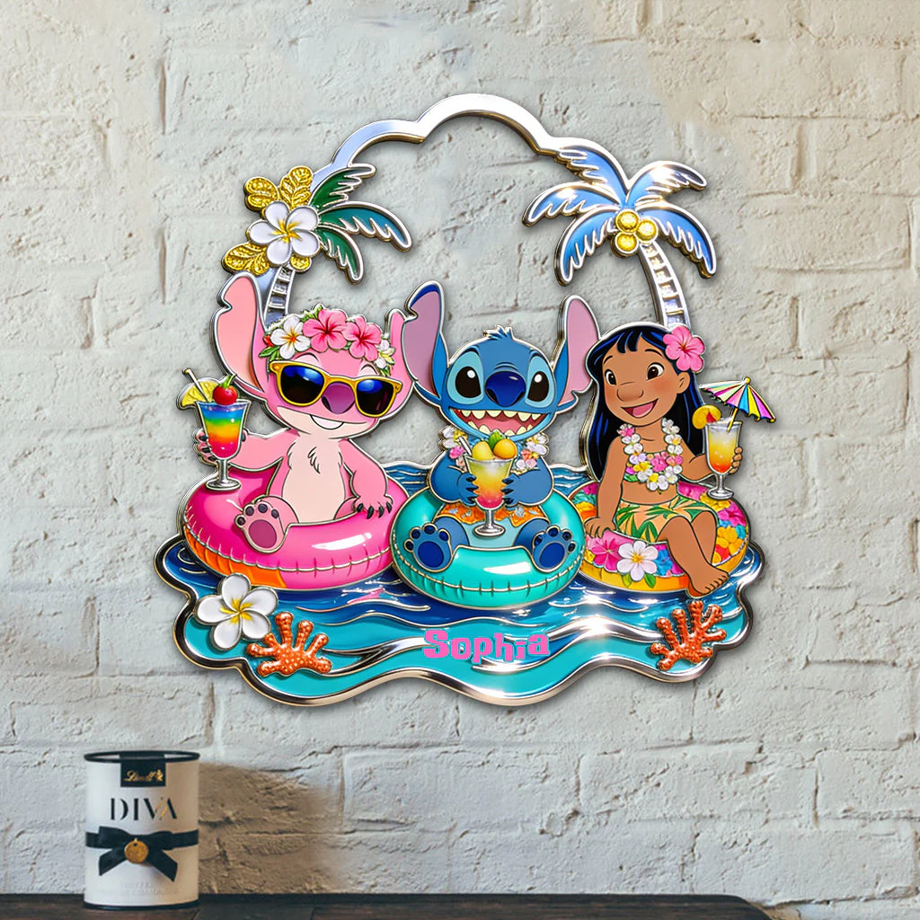 Beach Vacation With Cute Aliens - Personalized Custom Shaped Metal Sign - Vacation Gift For Movie Fans - Sti - Image 2