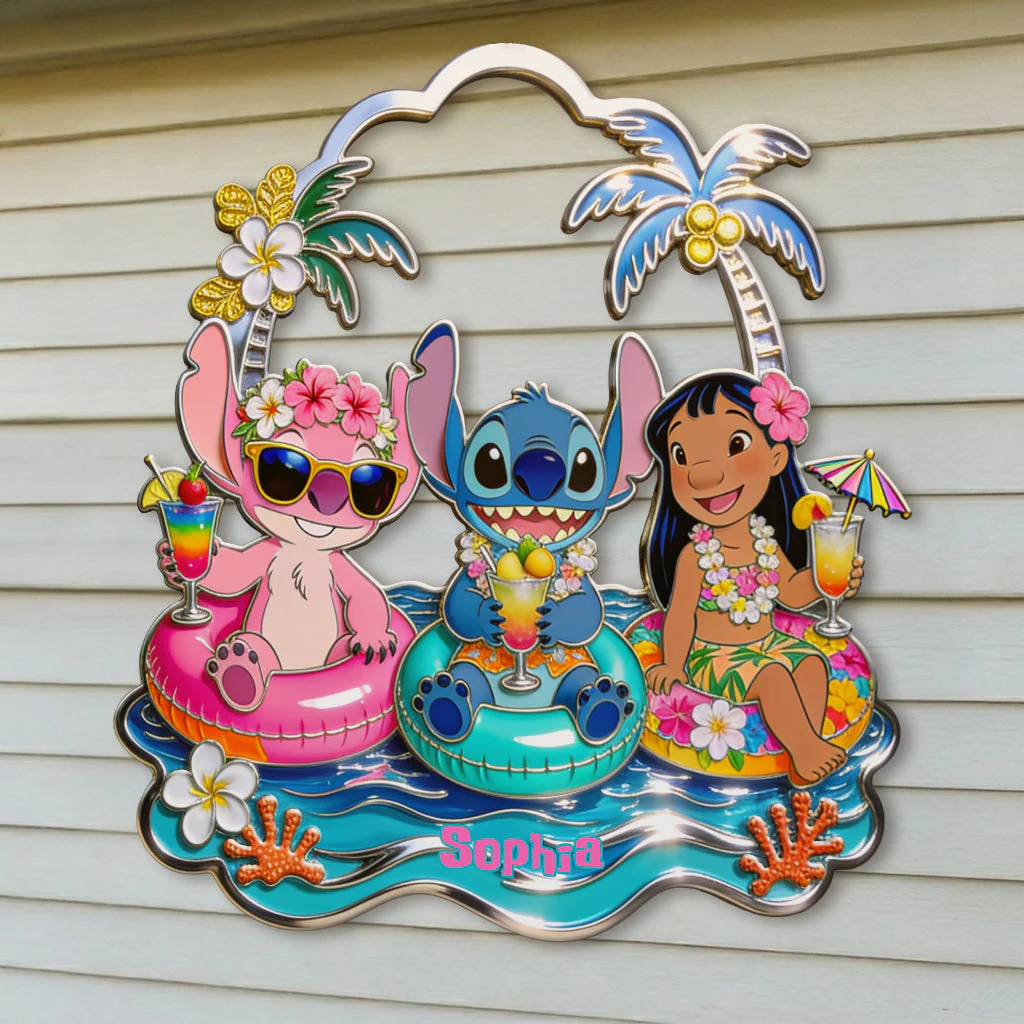Beach Vacation With Cute Aliens - Personalized Custom Shaped Metal Sign - Vacation Gift For Movie Fans - Sti - Image 4