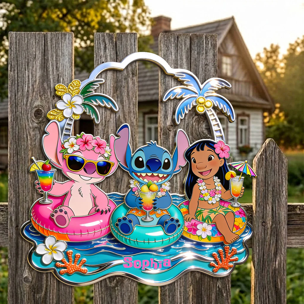 Beach Vacation With Cute Aliens - Personalized Custom Shaped Metal Sign - Vacation Gift For Movie Fans - Sti - Image 5