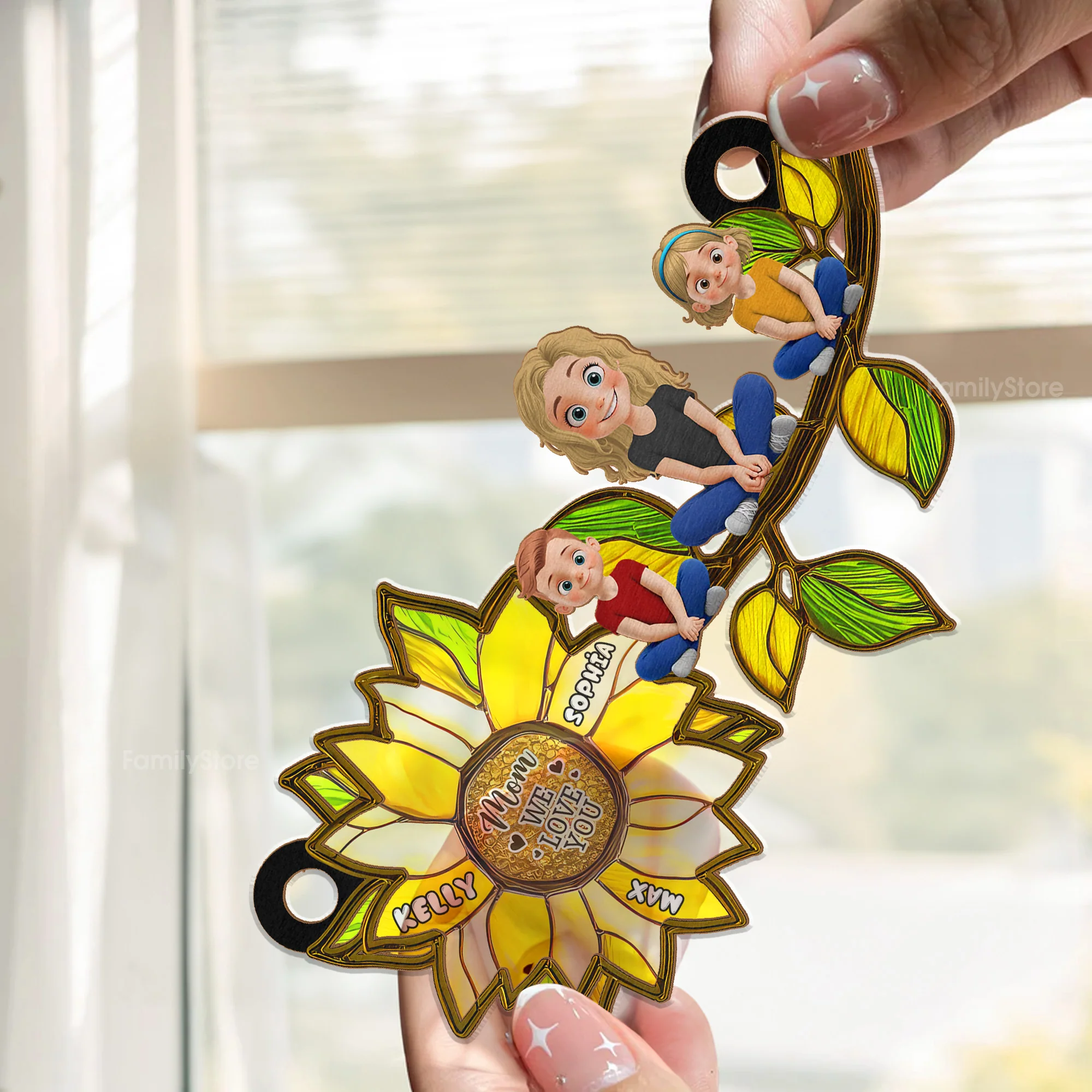 Beautiful Sunflower Mom - Personalized Window Hanging Window Hanging Suncatcher Ornament - Gift For Mom, Mother's Day | GR25 NA94 - Image 2