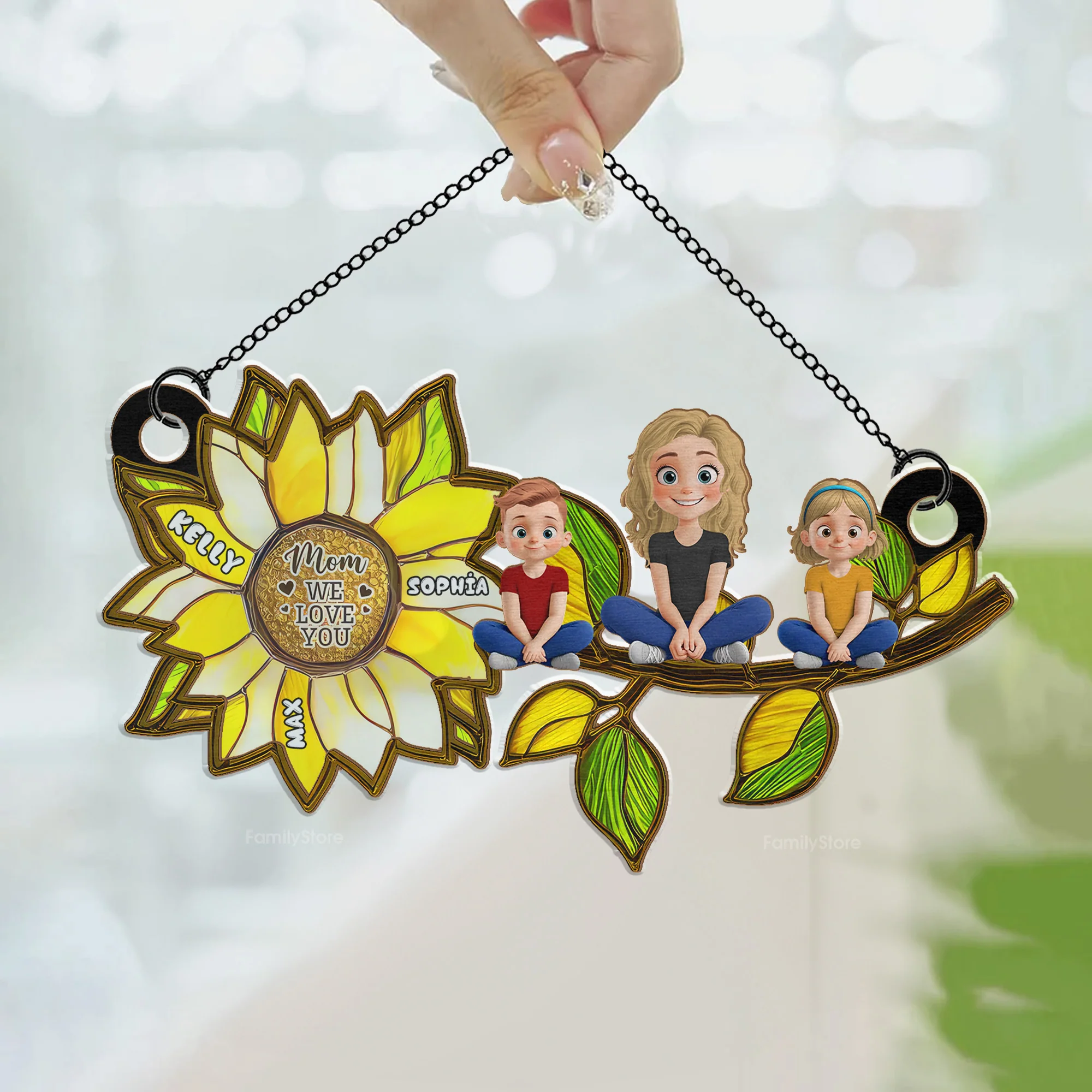 Beautiful Sunflower Mom - Personalized Window Hanging Window Hanging Suncatcher Ornament - Gift For Mom, Mother's Day | GR25 NA94 - Image 3