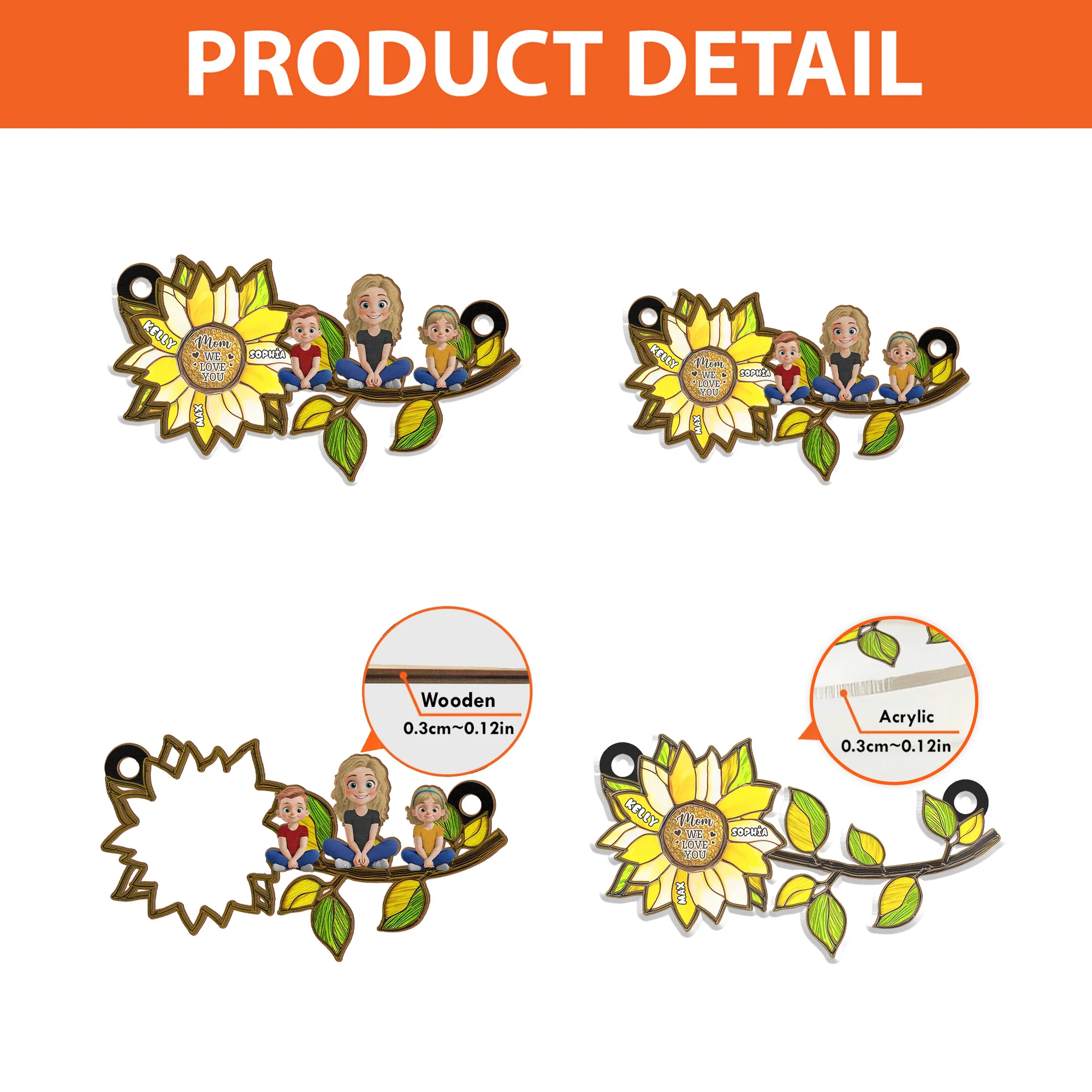 Beautiful Sunflower Mom - Personalized Window Hanging Window Hanging Suncatcher Ornament - Gift For Mom, Mother's Day | GR25 NA94 - Image 4