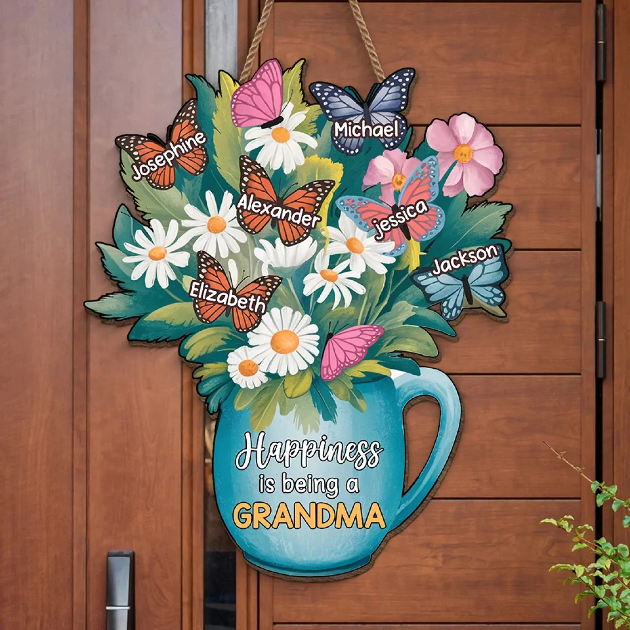 Because Grandkids Make Life So Much Sweeter - Personalized Custom Shaped Wood Sign - Gift For Mom, Grandma, Mothers Day NA94 - Image 2
