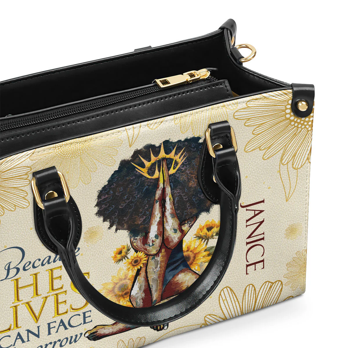 Because He Lives I Can Face Tomorrow - Personalized Leather Handbag - Inspirational Gift for Her HD95 - Image 4
