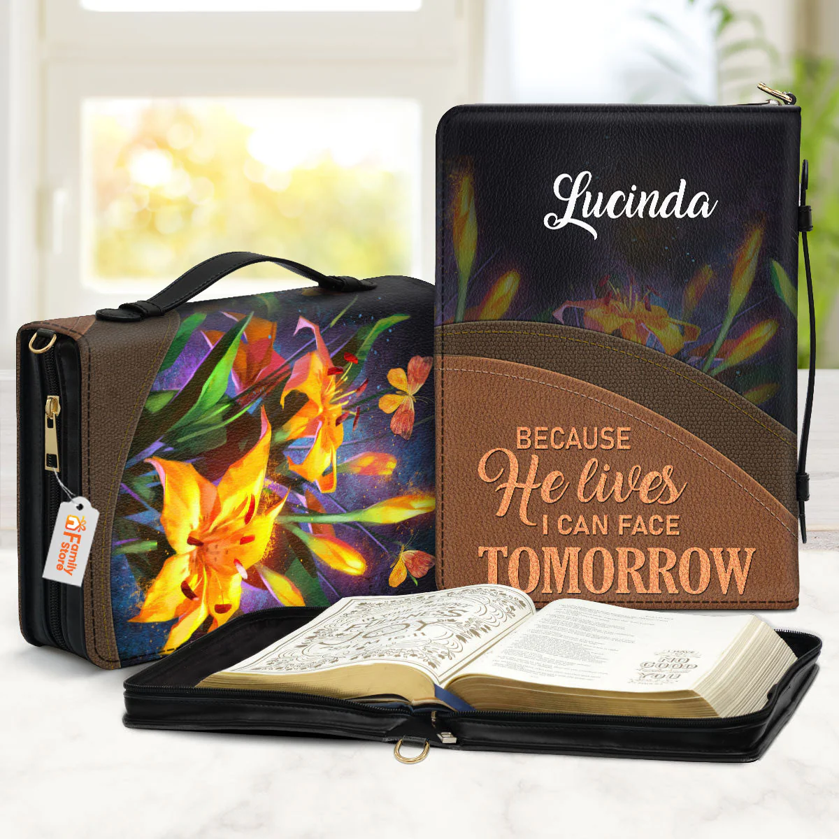 Because He Lives, I Can Face Tomorrow - Thoughtful Gift For Christians - Personalized Bible Covers - AT4080725 - Image 2
