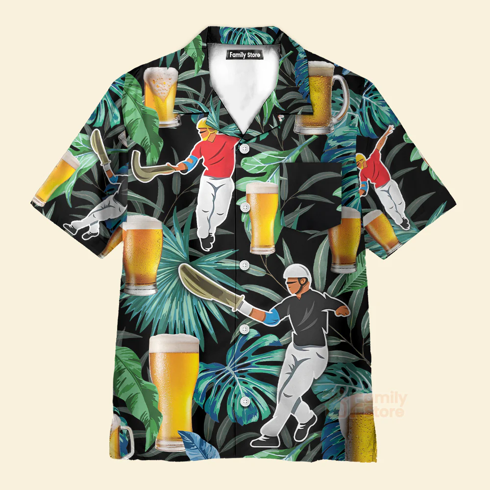 Beer And Jai Alai Tropical Pattern - Hawaiian Shirt - Image 2