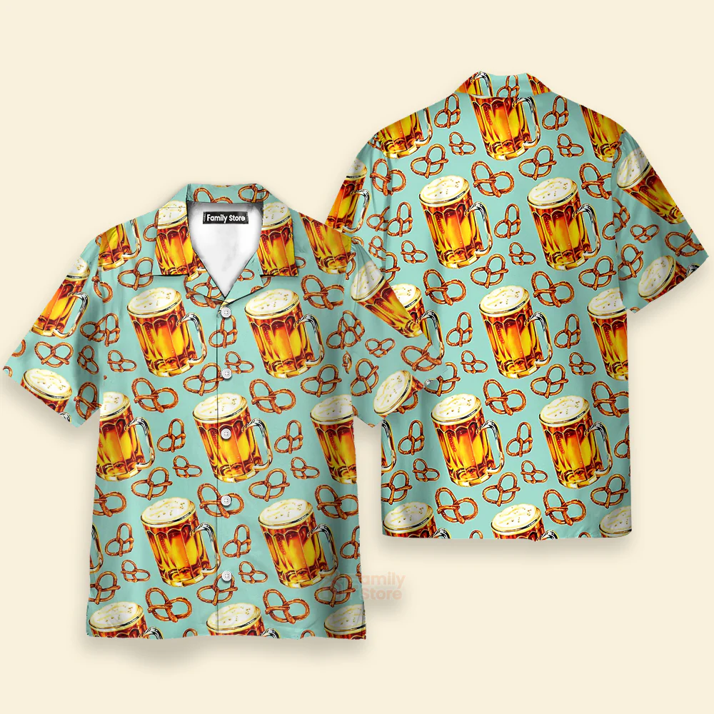 Beer & Pretzel Shirt For Men Hawaiian Shirt - Image 2
