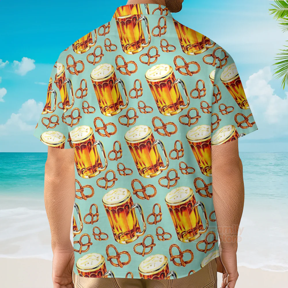 Beer & Pretzel Shirt For Men Hawaiian Shirt - Image 4