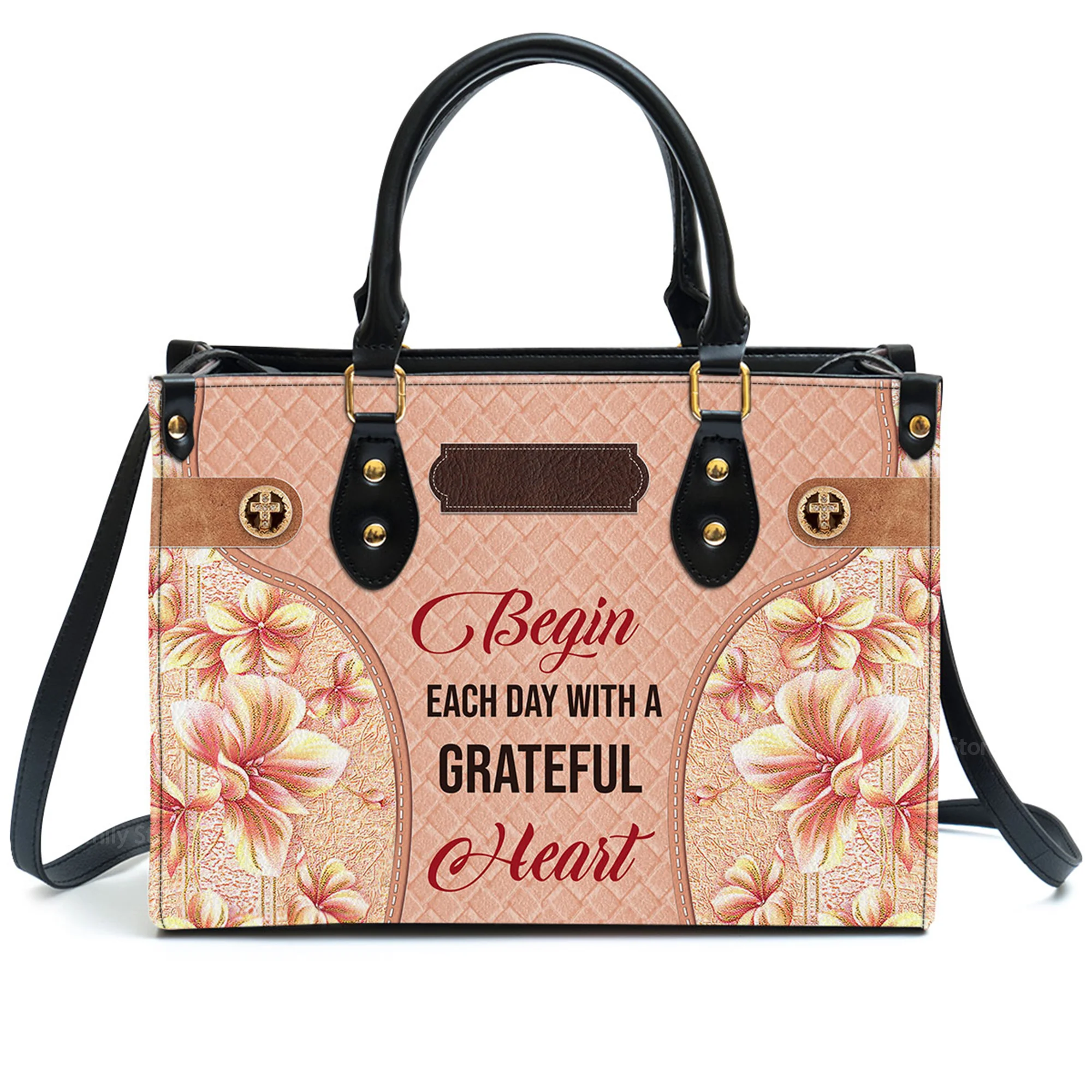 Begin Each Day With A Grateful Heart - Beautiful Personalized Leather Handbag - AT4081330 - Image 3