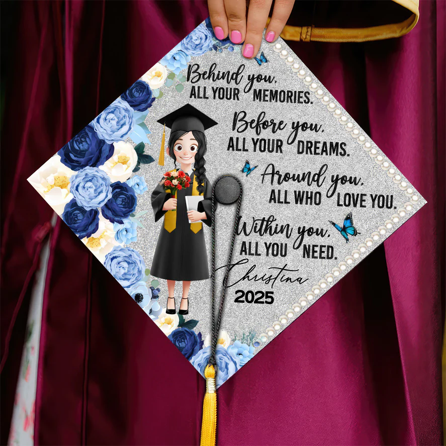 Behind You Flowers Senior - Personalized Graduation Cap Topper | CLTC02 NA94